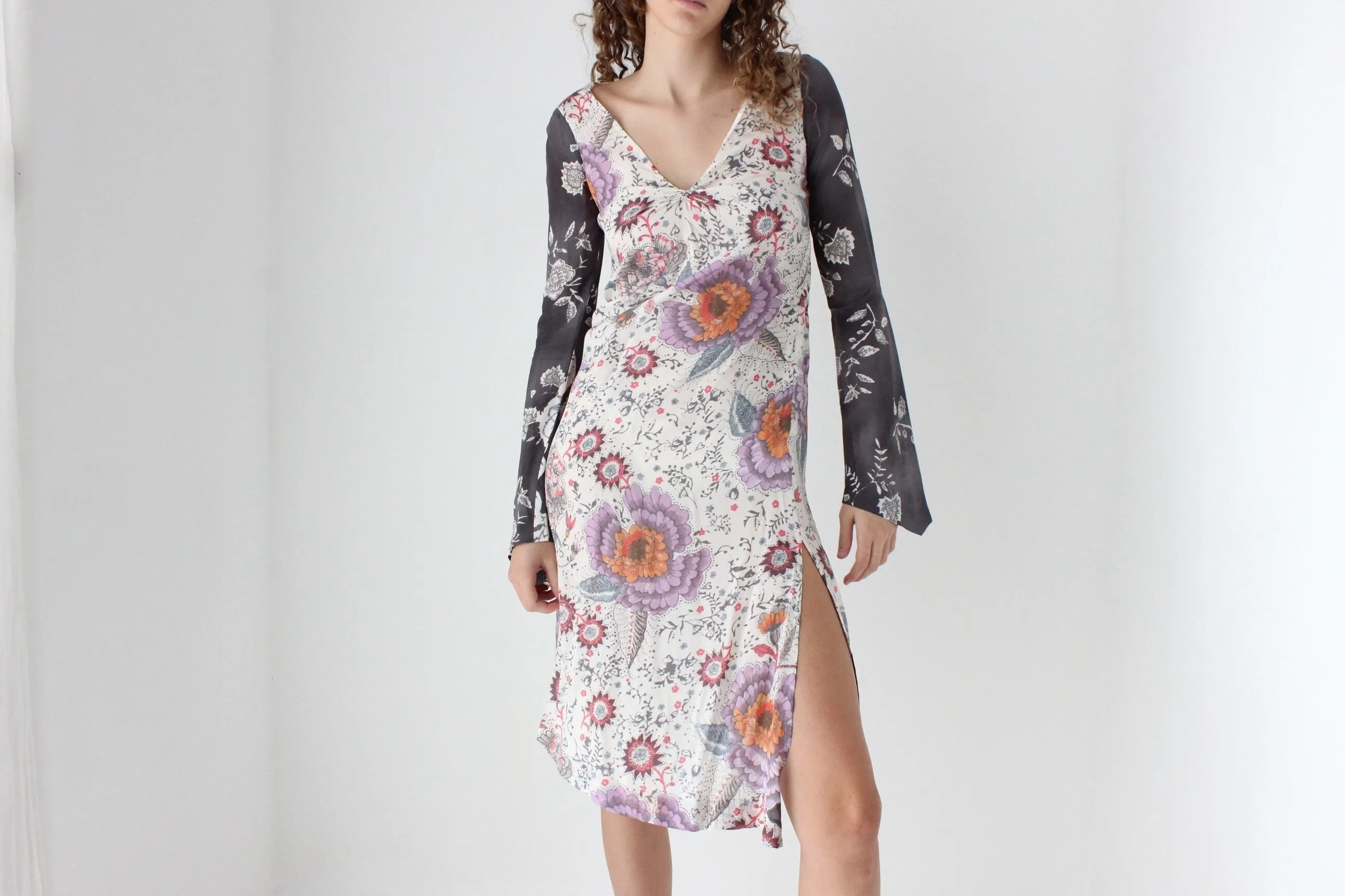 Y2K Hugo Boss Asymmetric Floral Silk Carrie Dress