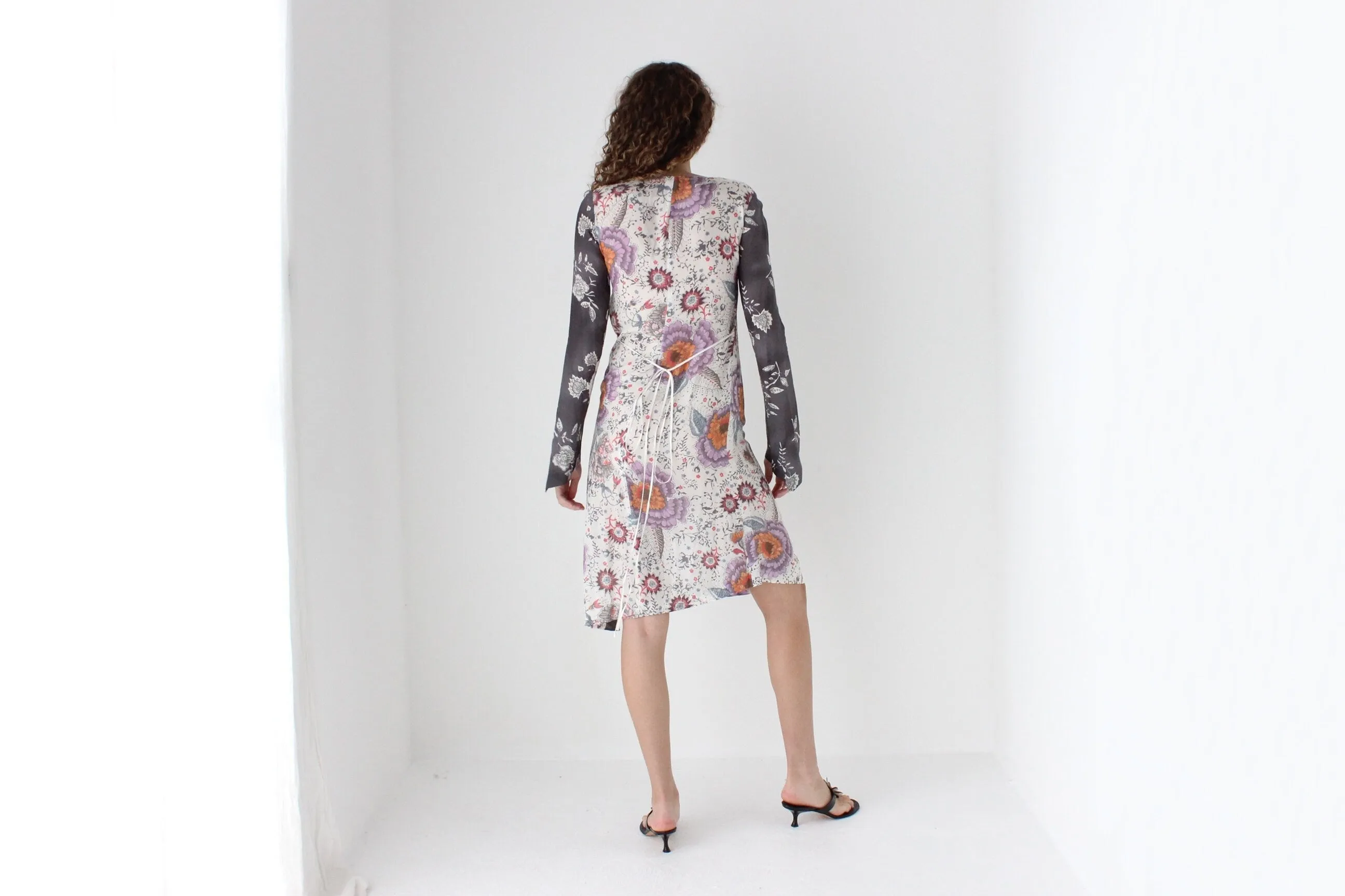 Y2K Hugo Boss Asymmetric Floral Silk Carrie Dress