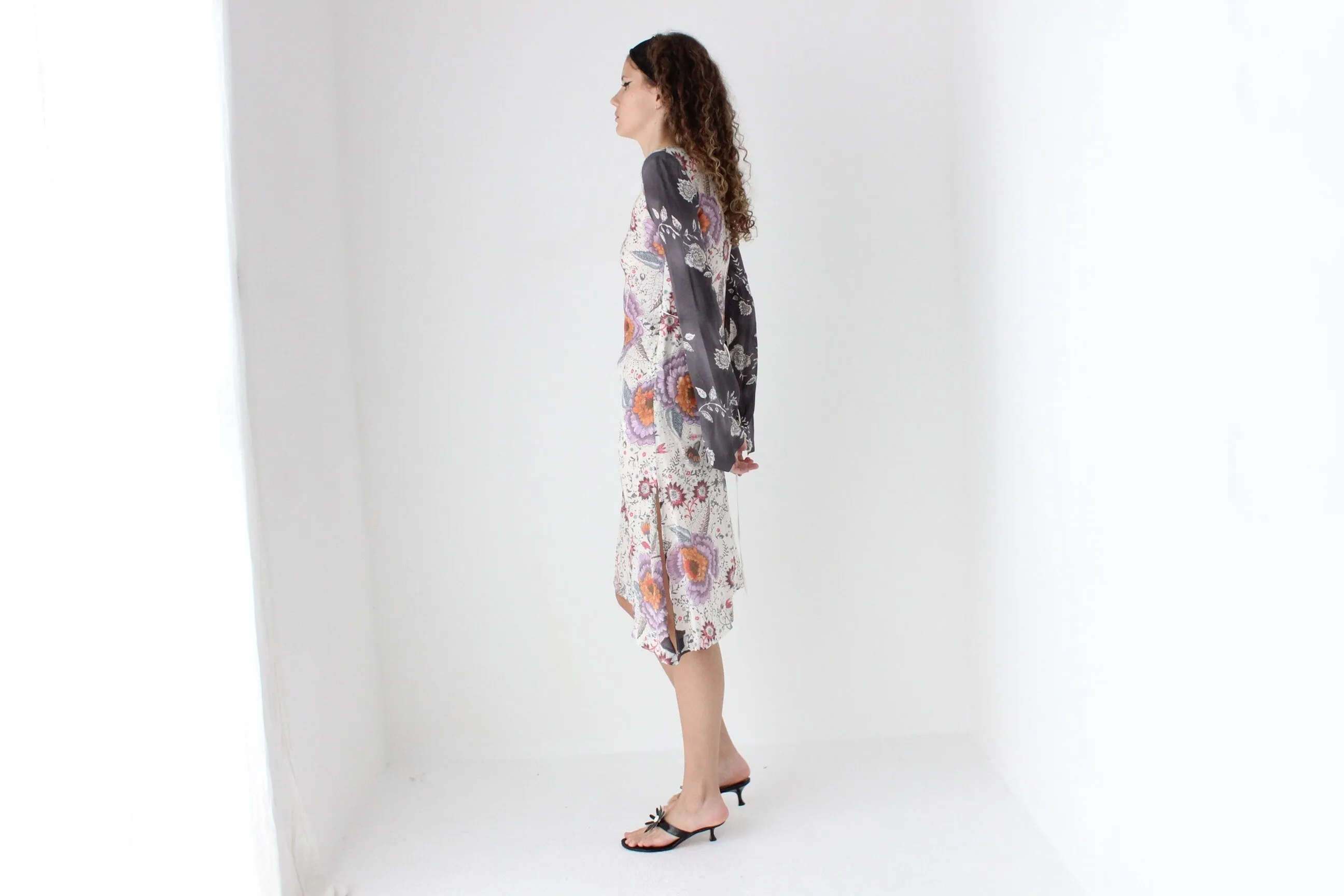 Y2K Hugo Boss Asymmetric Floral Silk Carrie Dress