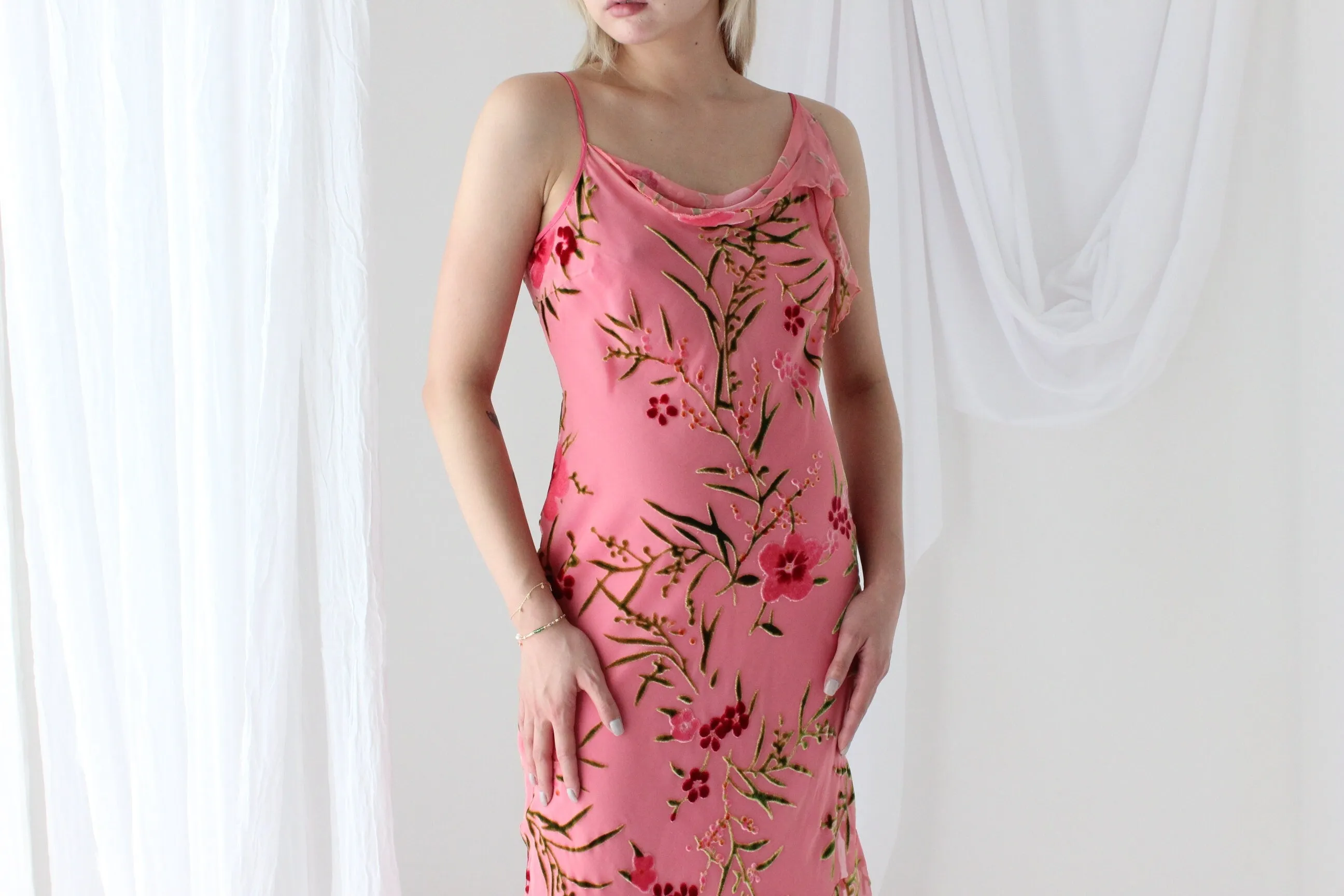 Y2K PURE SILK Asymmetric Velvet Burnout Galliano/Dior Vibe Dress