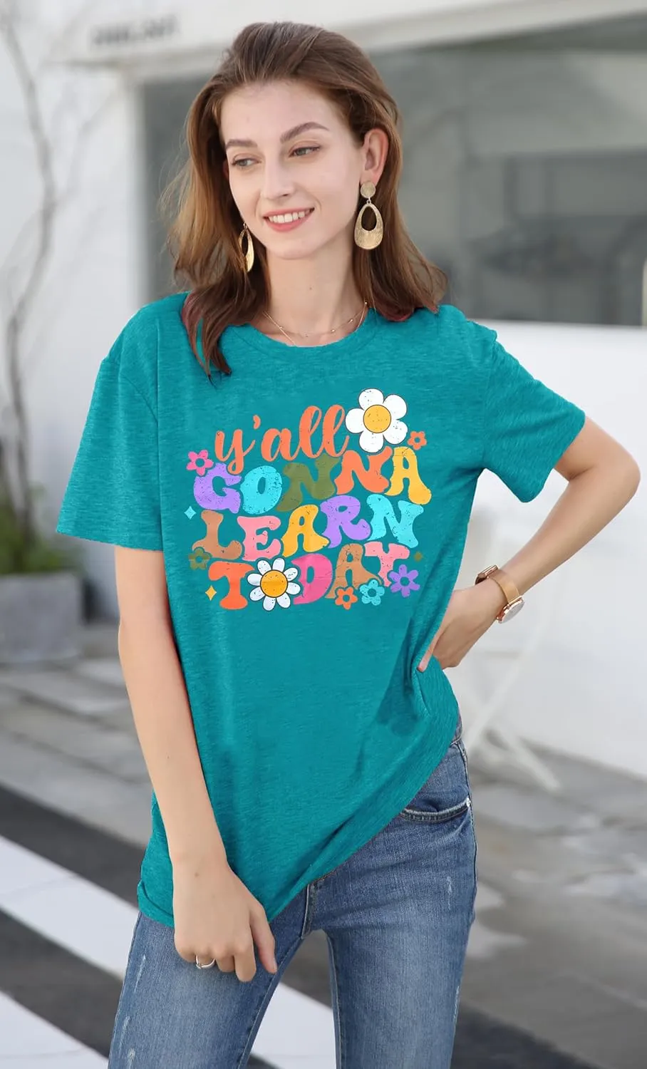 Y'all Gonna Learn Today Shirt:Women Funny Teacher T-Shirt Kindergarten Preschool Teacher Appreciation School Tee Top