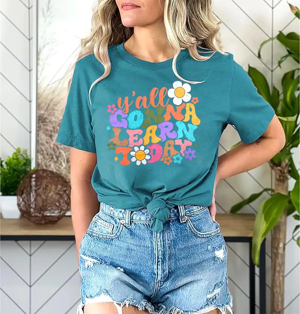 Y'all Gonna Learn Today Shirt:Women Funny Teacher T-Shirt Kindergarten Preschool Teacher Appreciation School Tee Top