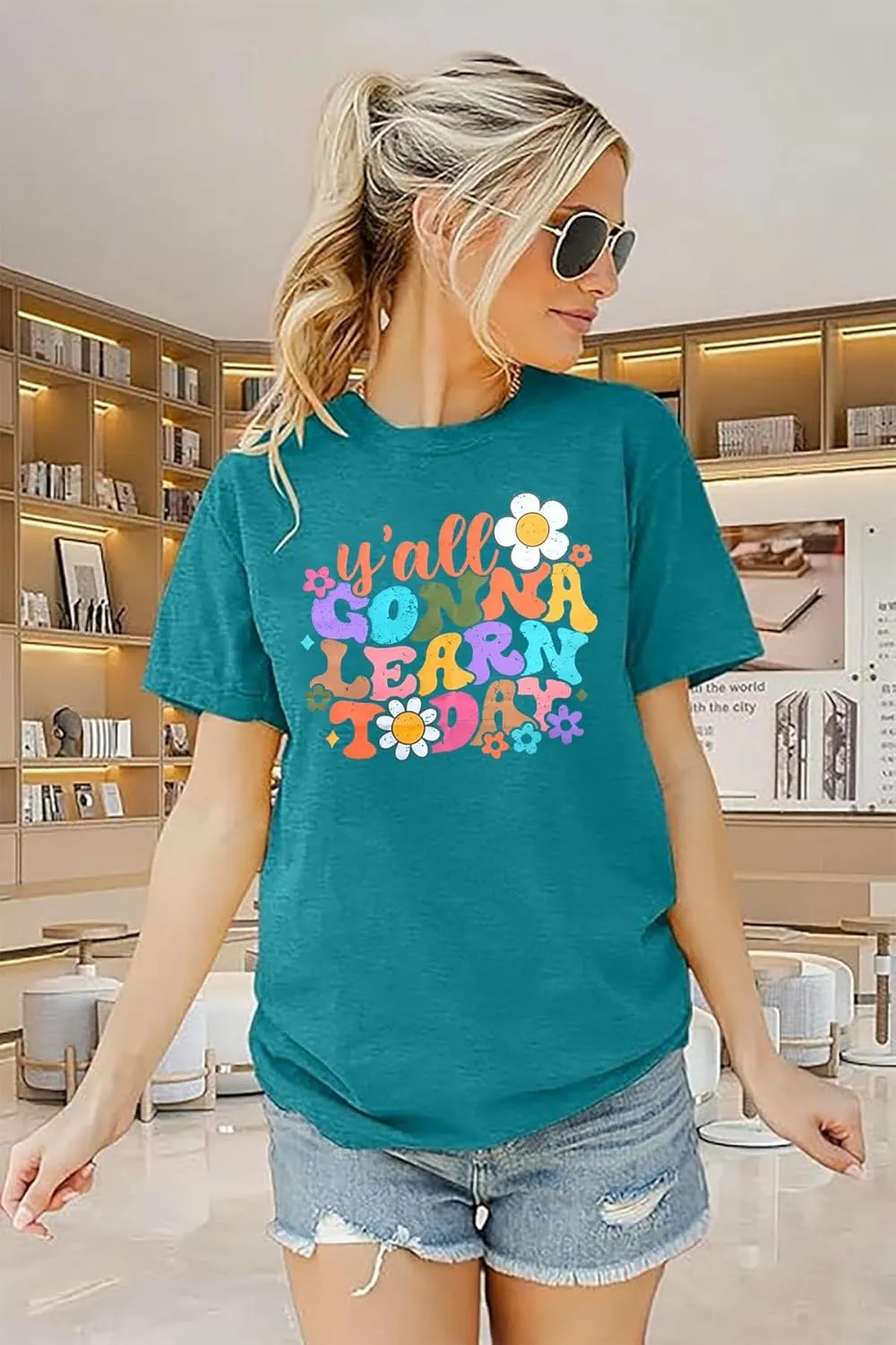Y'all Gonna Learn Today Shirt:Women Funny Teacher T-Shirt Kindergarten Preschool Teacher Appreciation School Tee Top