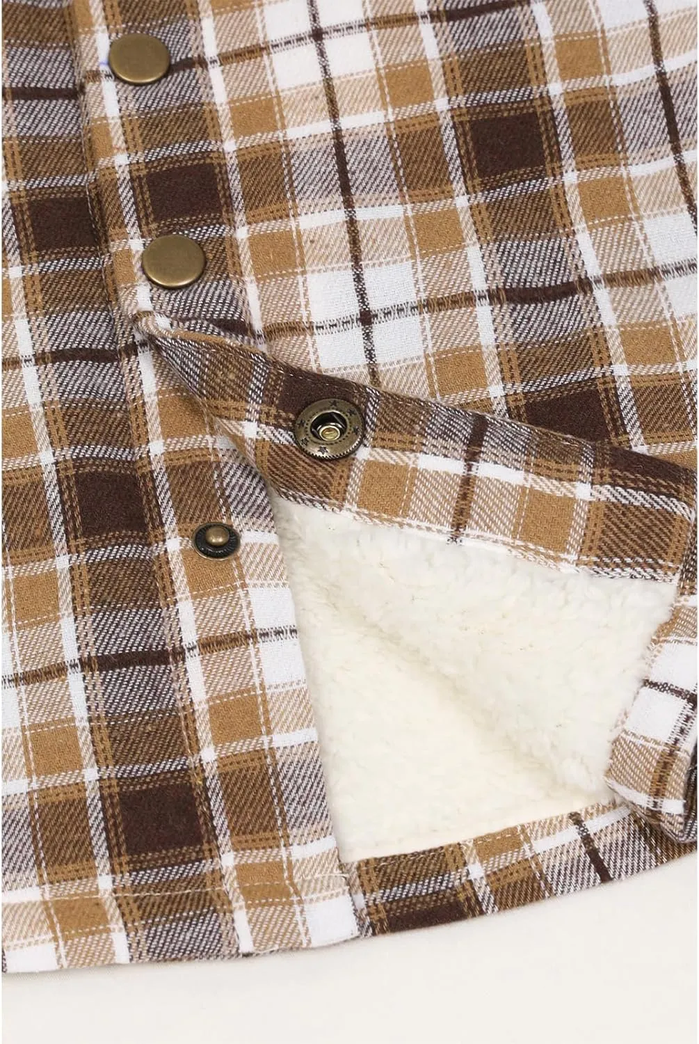 ZENTHACE Kids Boys Girls Sherpa Lined Flannel Shacket Jacket,Hooded Plaid Snap Shirt,Fall Winter Playwear